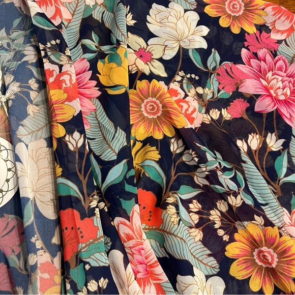 NWT Umgee floral duster size XL pink blue ruffle - Picture 4 of 7